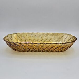 Vintage Indiana Glass 622 Pretzel Pattern Amber Carnival Glass 10.5" Celery Dish